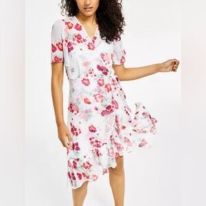Calvin Klein Women's Flutter-Sleeve Faux-Wrap Dress Size 2 NWT